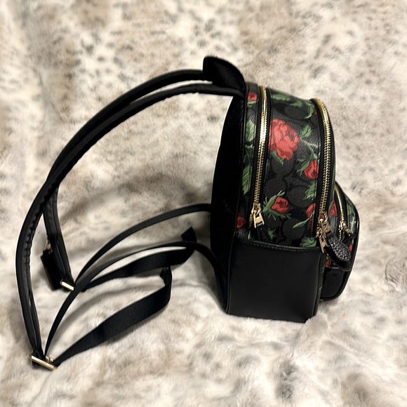 🎒COACH MINI COURT BACKPACK LEATHER SIG W/ROSE 🌹PRINT!✨BRAND NEW✨SOLD OUT! NWT! - Picture 4 of 13